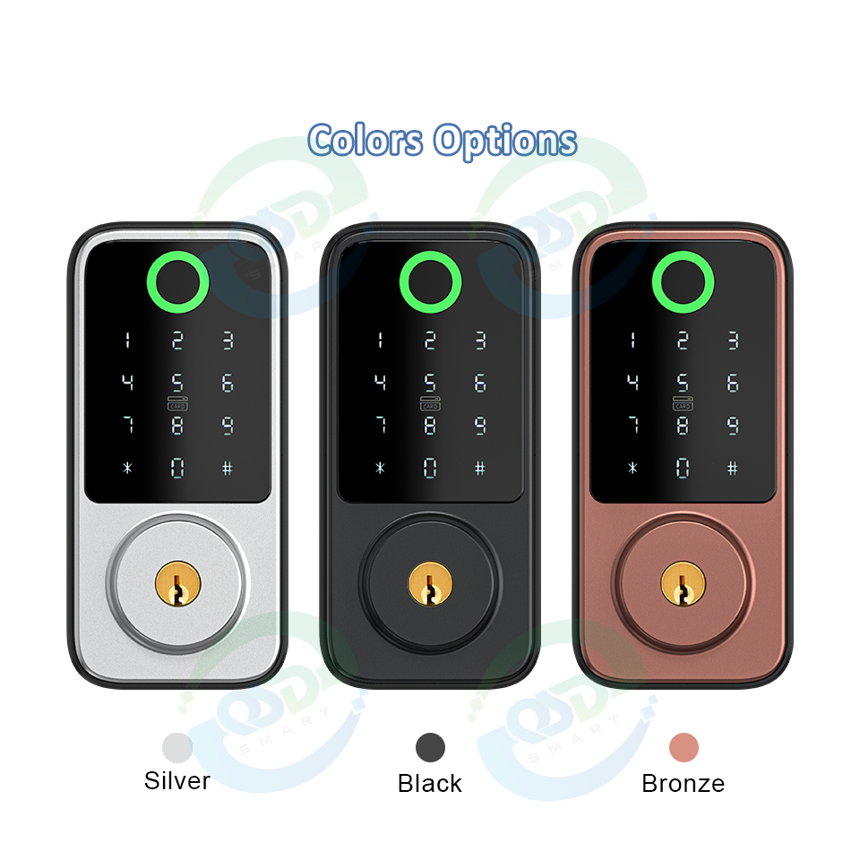 High Security Fingerprint Auto Deadbolt Lock TTlock Tuya APP Electric Bolt Digital NFC Password Keyless WiFi Smart Door Lock