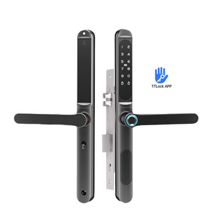 IP65 Waterproof TTLock App Electronic Slim Smart Door Lock Digital Fingerprint Aluminum Lock for Sliding Gate Door