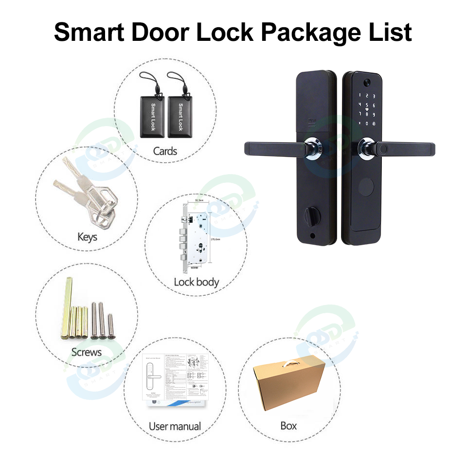 Waterproof fingerprint door lock handle with camera wifi tuya app electronic digital biometric Keyless smart lock for front door