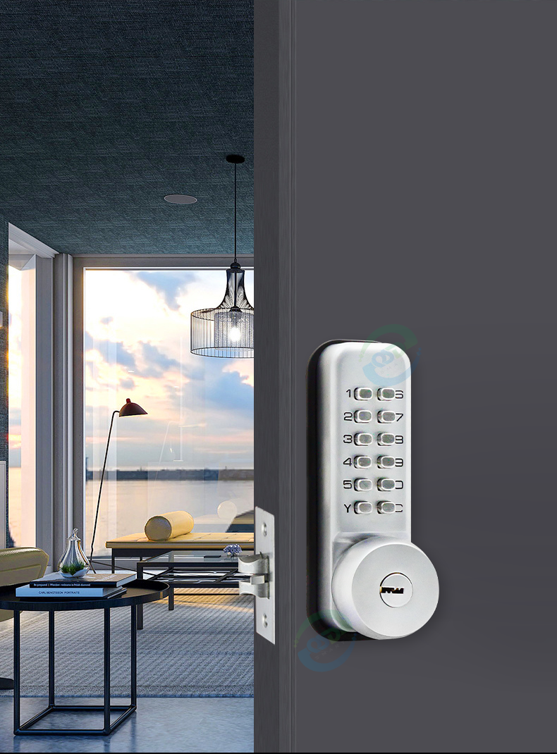 Zinc Alloy Silver Digital Passcode Combination Locker Lock Push Button Mechanical Code Key Lock Entry Main Gate Door