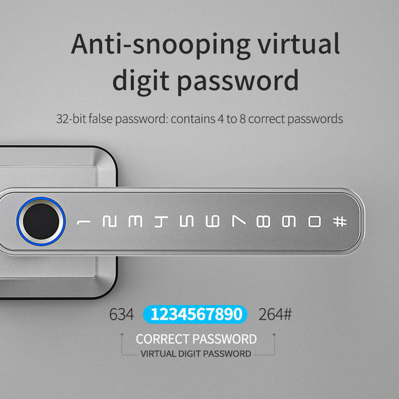 Digital Code Combination Fingerprint Access Handle TTlock Tuya App Control Virtual Digital Passwordd Smart Door Lock