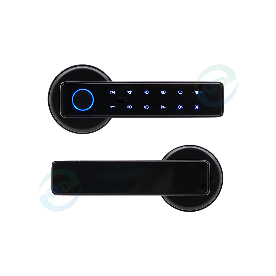 Intelligent Keypad Fingerprint Sensor Integrated Handle Lock Tuya App Control Apartment Room RFID Access Smart Level Lock