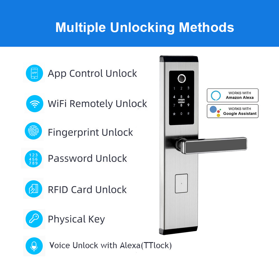 High Security TTLock Smart Finger print Door Lock Intelligent Digital Door Handle Keyless Lock Entry Home Front Door