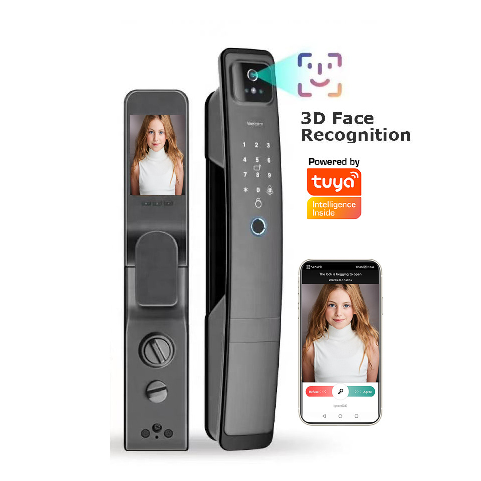 Tuya app Smart 3D Face Recognition Access Door Lock Devices Electronic Security Intelligent Fingerprint Door Lock with Camera