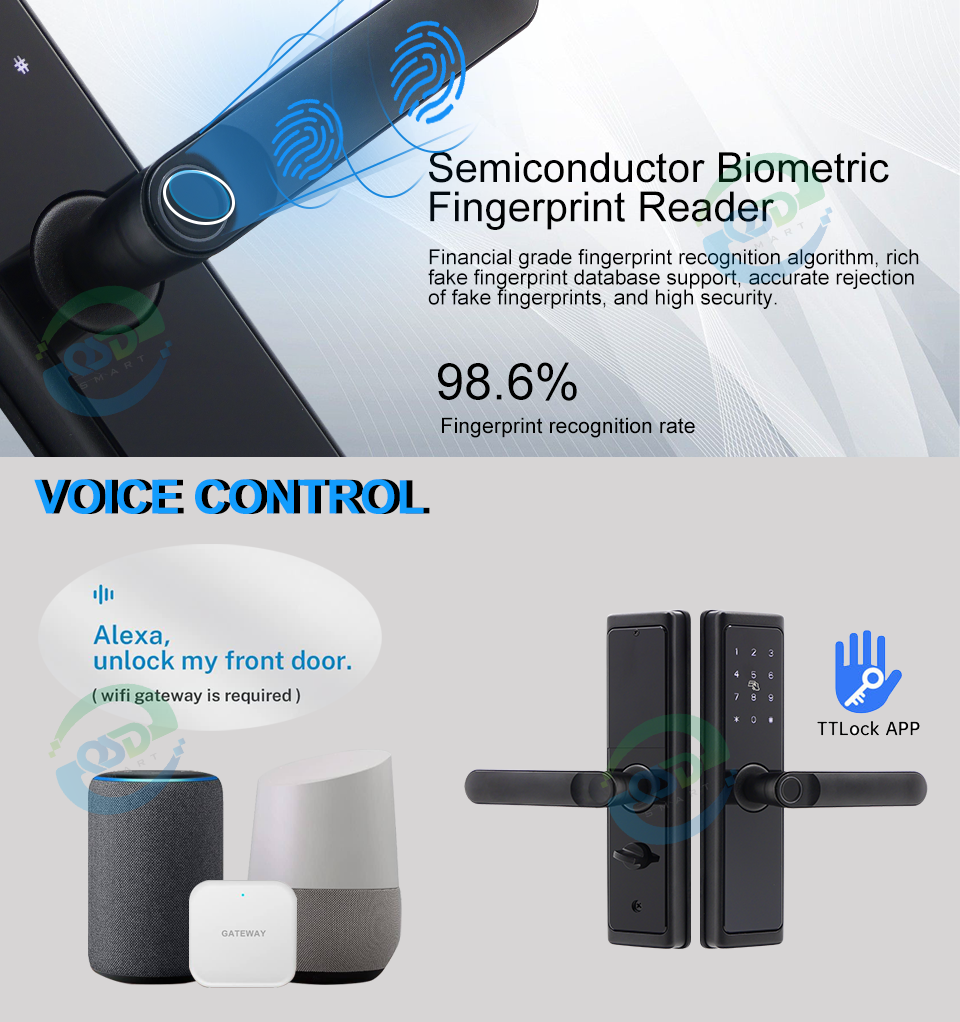 TTlock Smart Door Handle Cerradura Inteligente Fechadura Digital Biometric Fingerprint RFID Wifi Tuya Keyless Entry Smart Locks