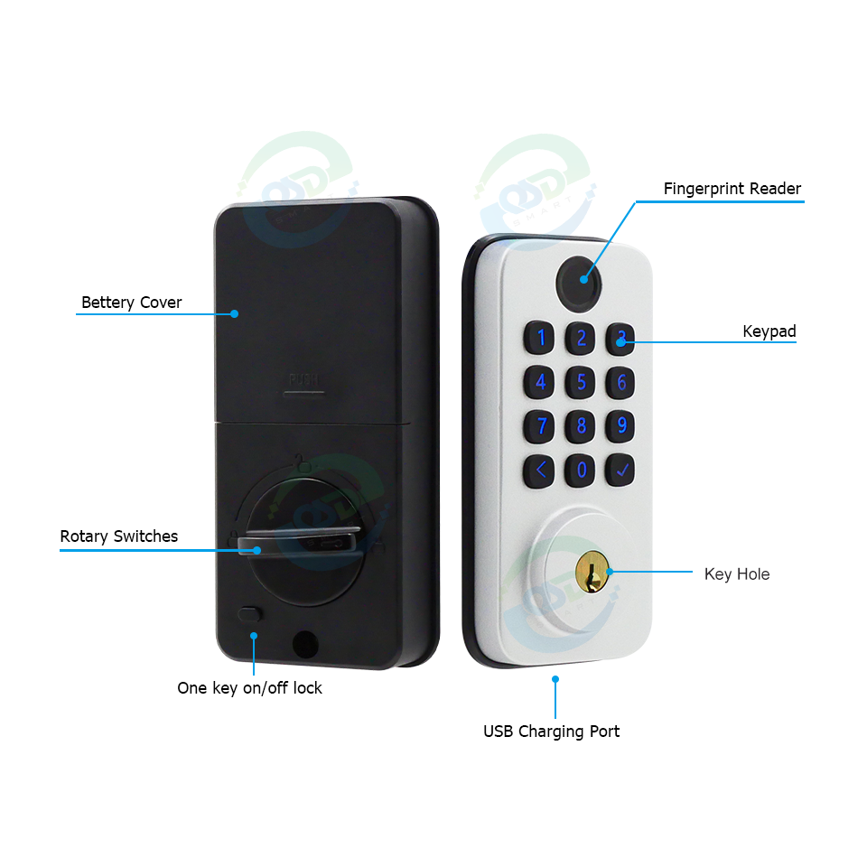 Golden Supplier Grade 1 Cylinder Deadbolt Lock Set Electronic Fingerprint Digital Self Locking Keyless Deadbolt Smart Door Locks