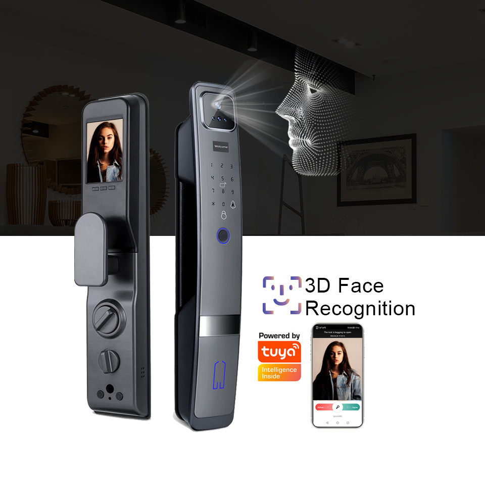 Tuya app Smart 3D Face Recognition Access Door Lock Devices Electronic Security Intelligent Fingerprint Door Lock with Camera