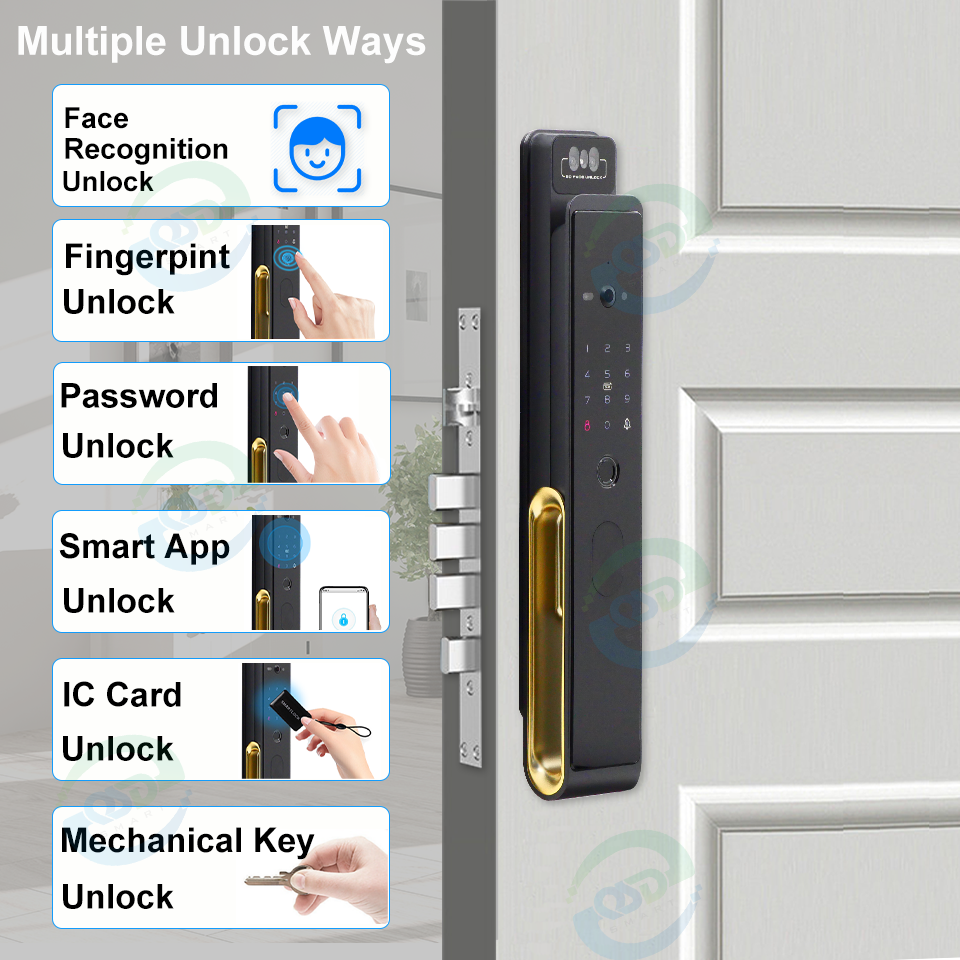 WiFi Video Intercom Face Door Lock with Camera Real-time Monitoring Digital Fingerprint TTlock 3D Face Rrecognition Smart Lock