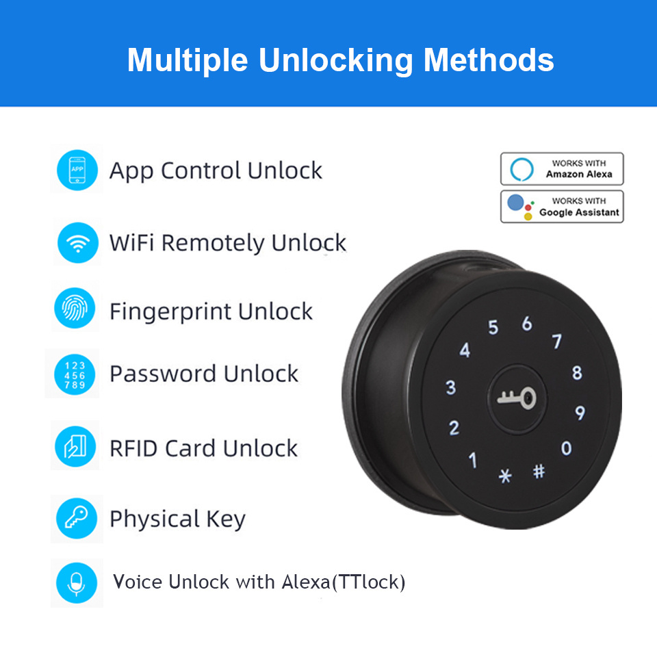 Electric Drop Bolt Deadbolt Lock with Keypad Home Keyless Entry WiFi Tuya TTlock Digital Finger print Deadbolt Smart Door Lock