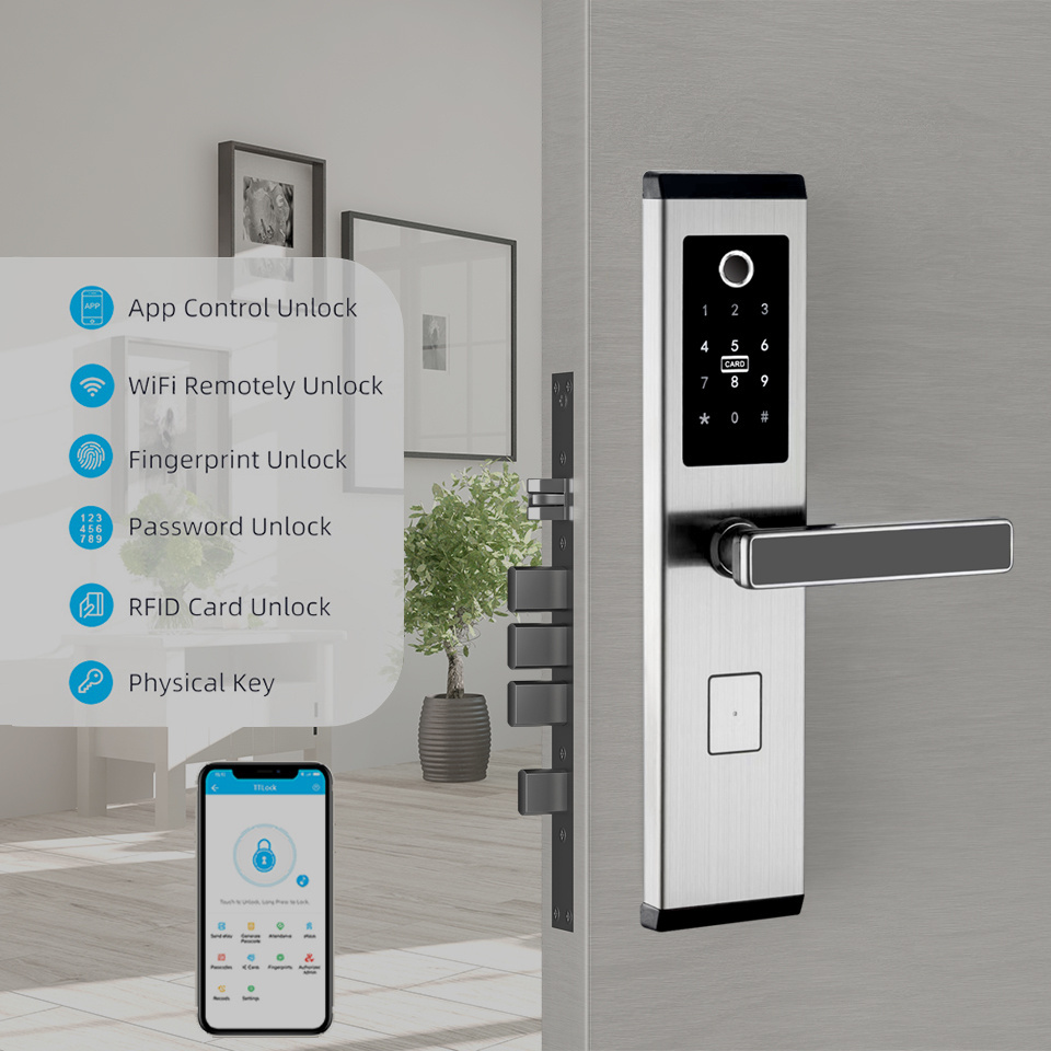 TTLock App Wifi Smart Door Lock Biometric Fingerprint Intelligent Lock Digital Keypad Password Keyless Entry Door Lock