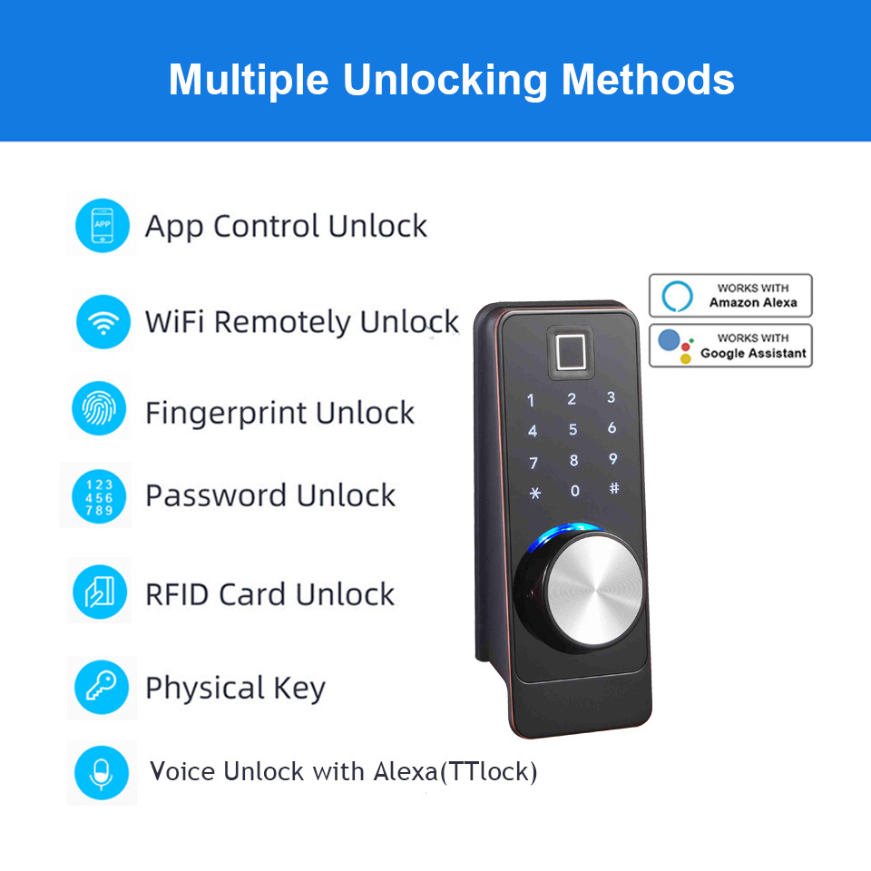 American Security Door Deadbolt Lock Touch Screen NFC Card Password Fingerprint WiFi Tuya TTlock Electronic Smart Deadbolt Locks