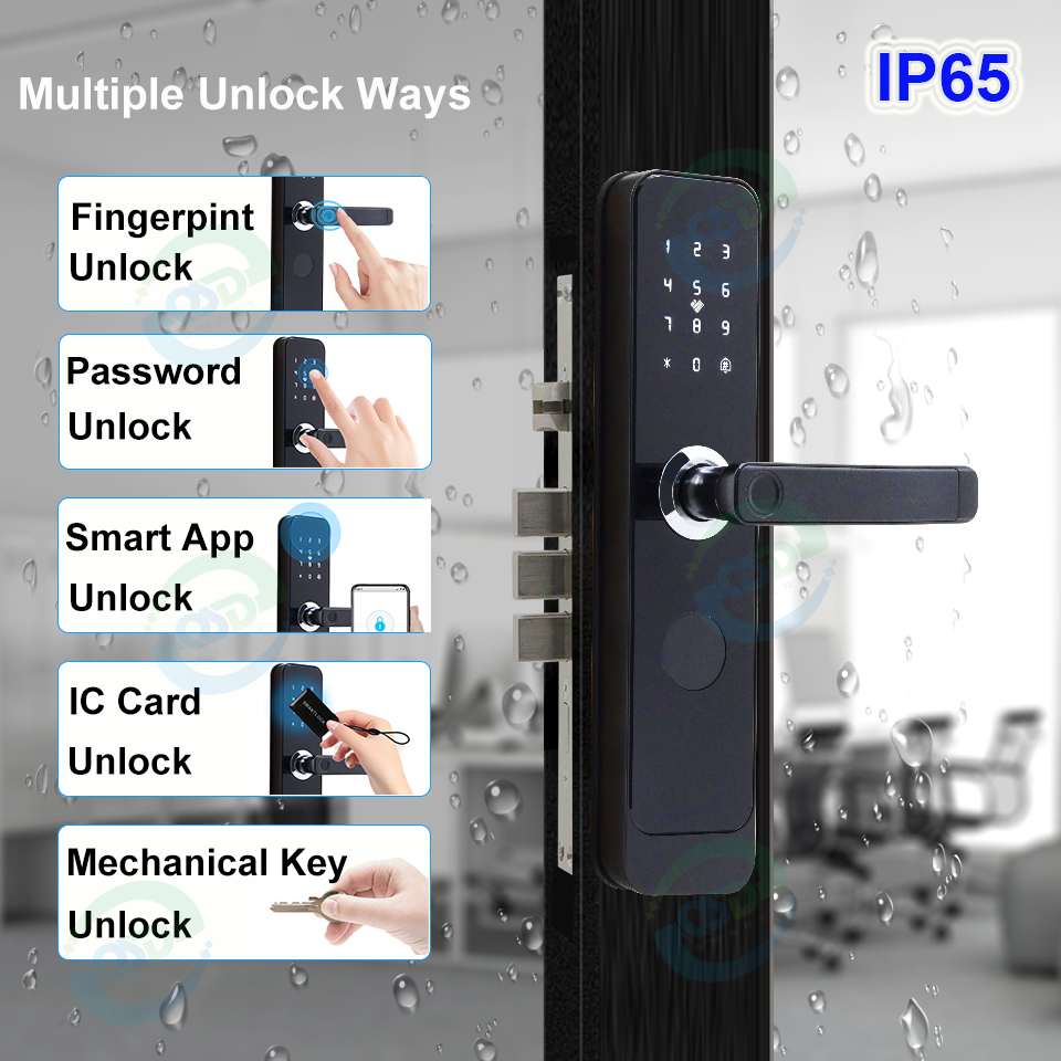 TTlock Intelligent Doorlock with Fingerprint Digital Lock 6068 Mortise Smart Life Tuya app Safety Home Smart Lock for Front Door