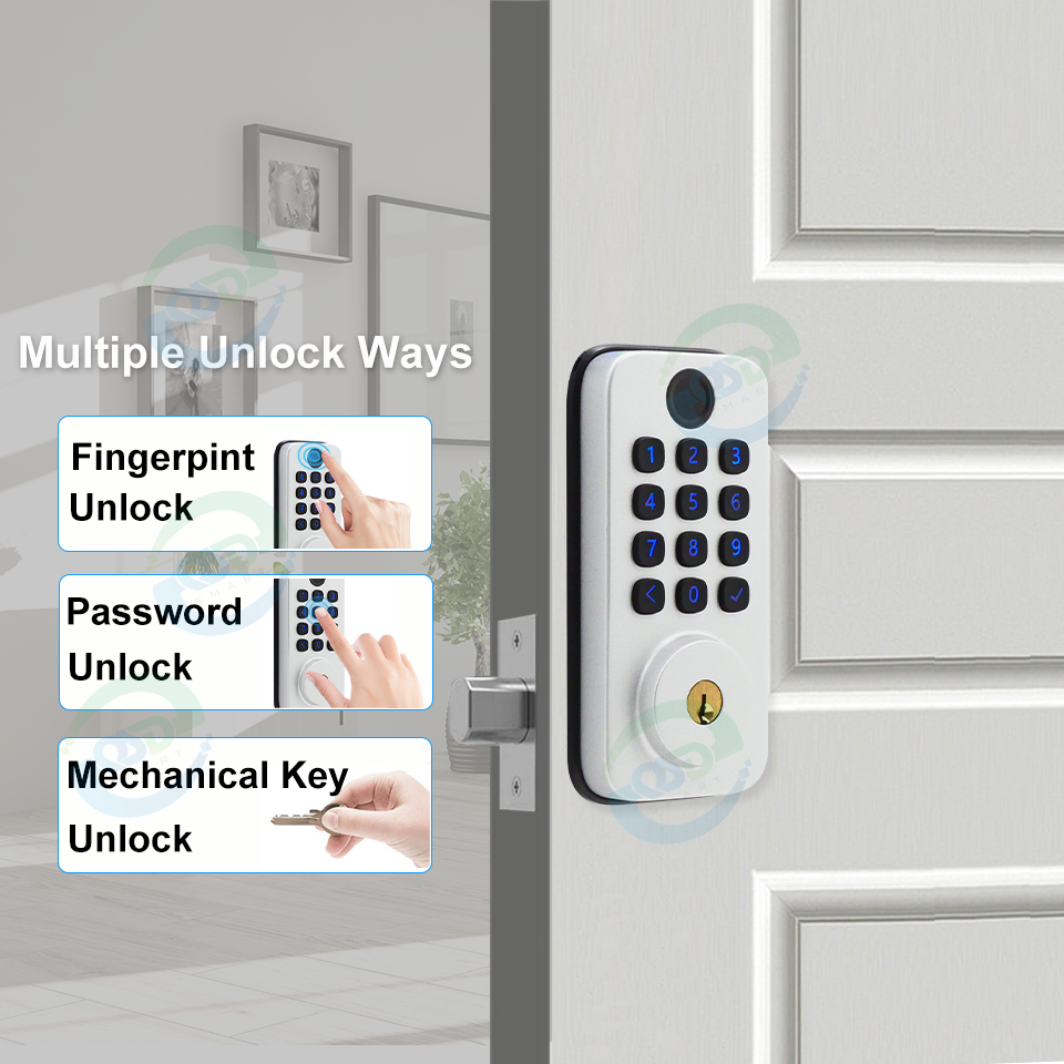 Golden Supplier Grade 1 Cylinder Deadbolt Lock Set Electronic Fingerprint Digital Self Locking Keyless Deadbolt Smart Door Locks