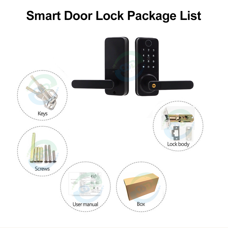 Electronic TTLock Blue-tooth App Smart Door Lock Digital Fingerprint Rfid Smart Card NFC Handle Key Apartment Room Lock