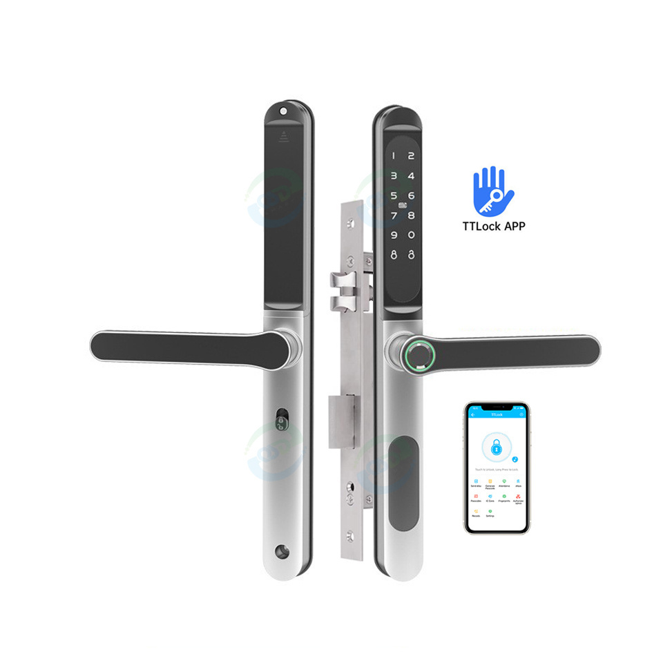 Waterproof Secure Intelligent locking System with WiFi TTlock App Digital Password RFID Fingerprint Smart lock for Aluminum Door