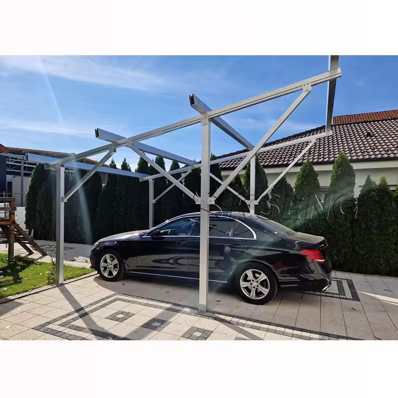 Factory custom high strength aluminum solar car park structure system waterproof carport solar mounting system carport frames