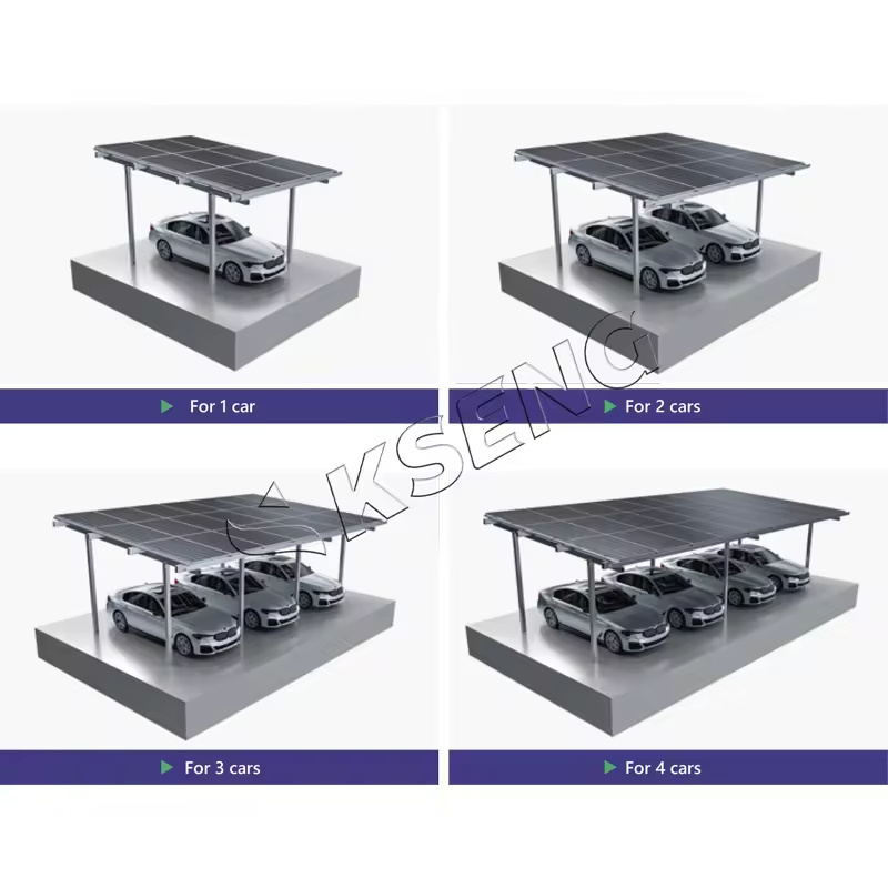 Factory custom high strength aluminum solar car park structure system waterproof carport solar mounting system carport frames