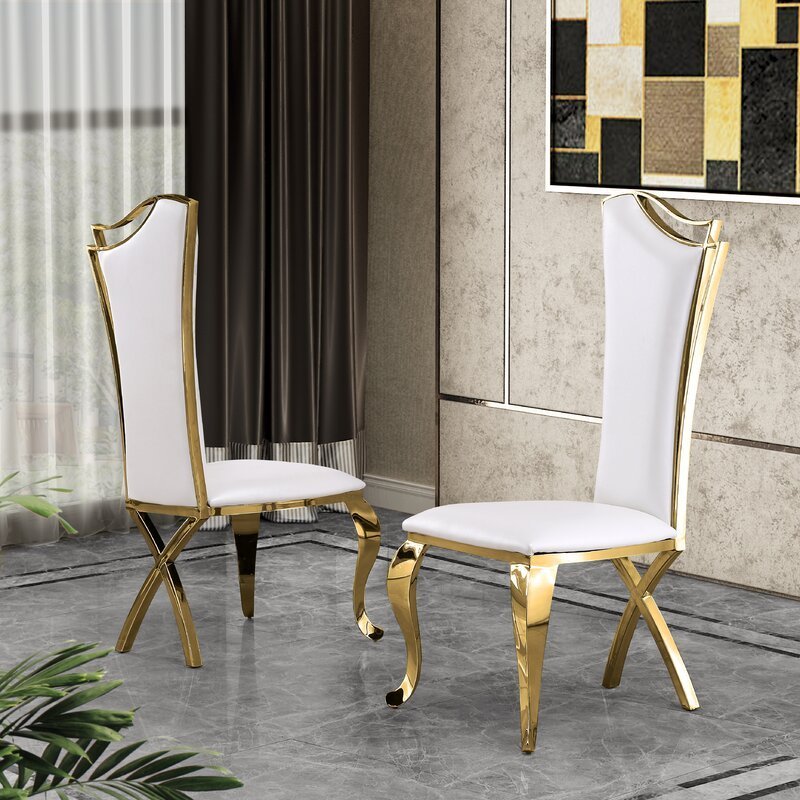 Queen Anne legs Velvet Golden Steel Dining Chair