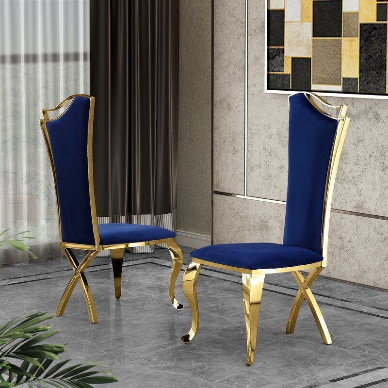 Queen Anne legs Velvet Golden Steel Dining Chair