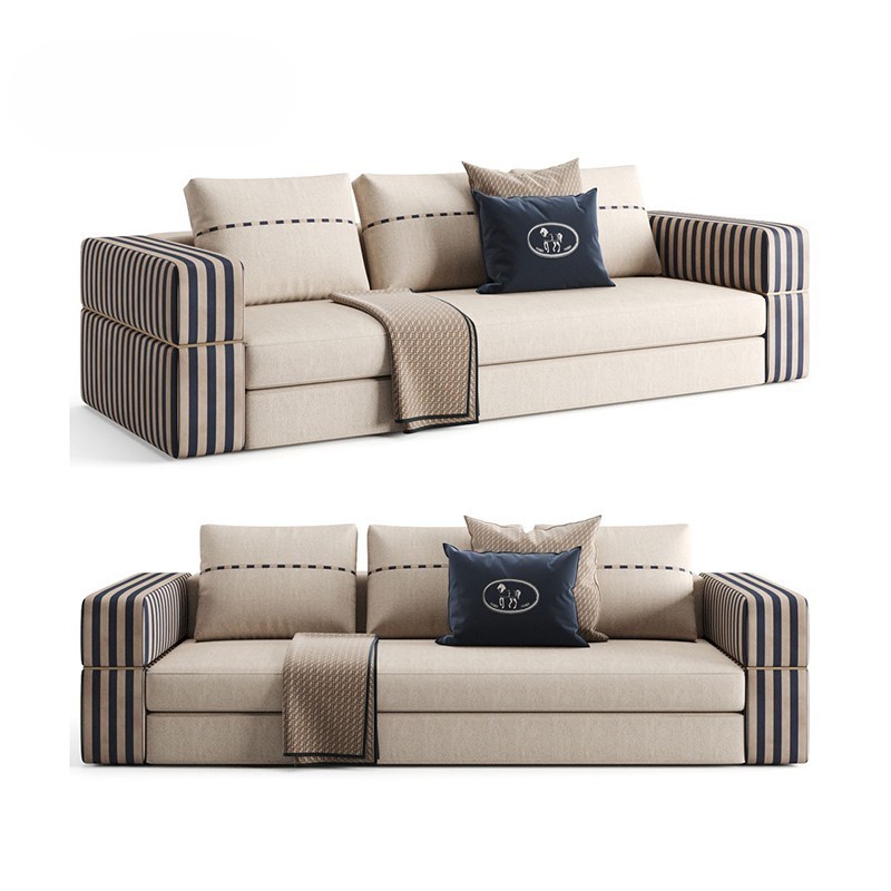 Italian modern art design nubuck leather combination triple sofa villa hotel high-end furniture living room sofa