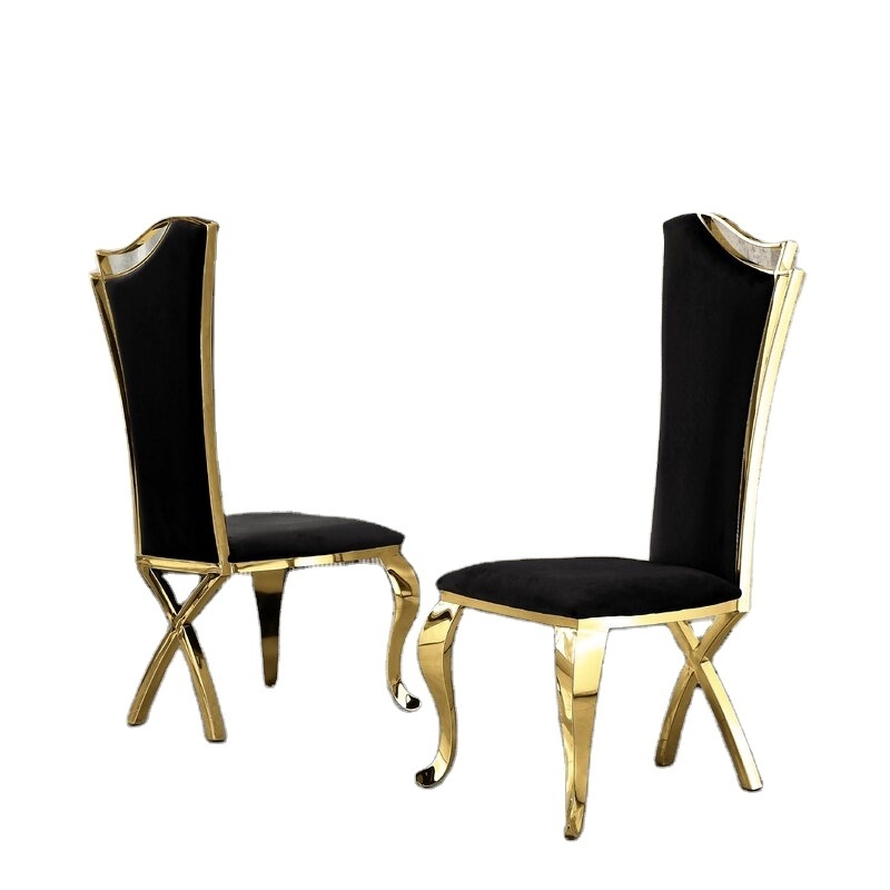 Queen Anne legs Velvet Golden Steel Dining Chair