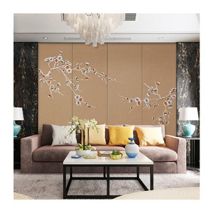 Modern design 3D wallpaper LED light leather engraving embroidery wall decorative panels