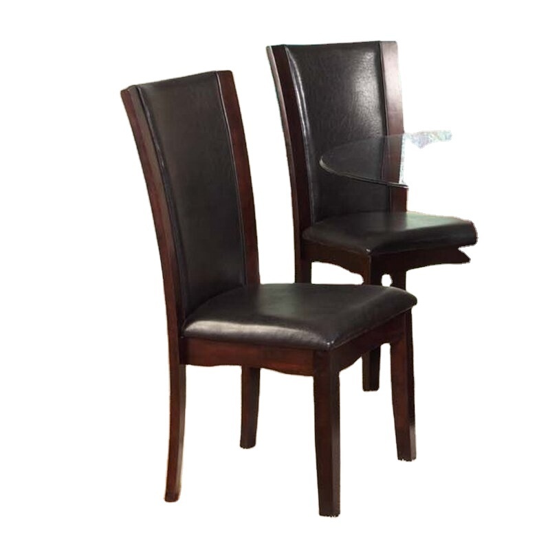 White PU leather Chair Curved Bentwood Cherry Finished Dinning Chair