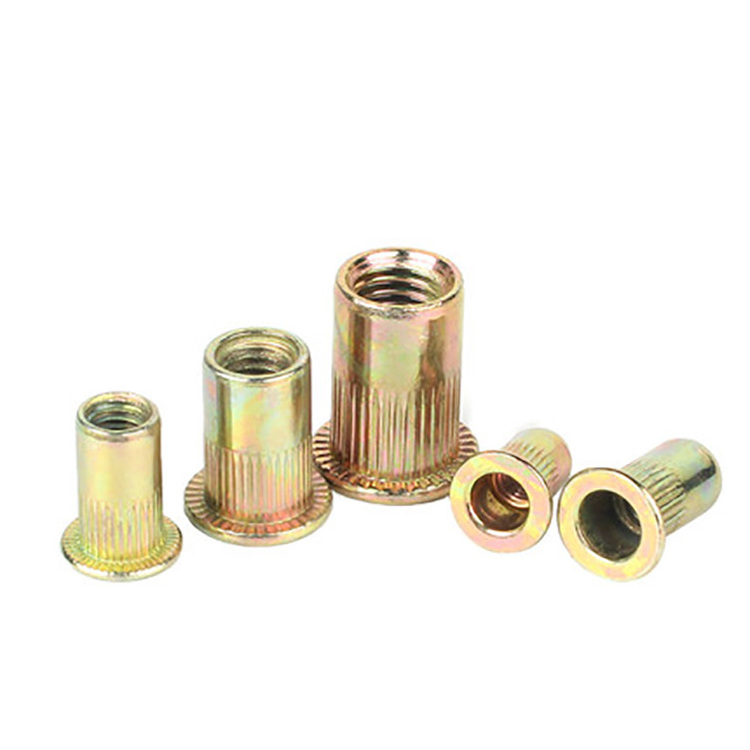 Color Zinc Hex Flat Blind Rivet Nuts Carbon Steel Flat Head color Zinc Plated M6 Blind Rivet Nuts