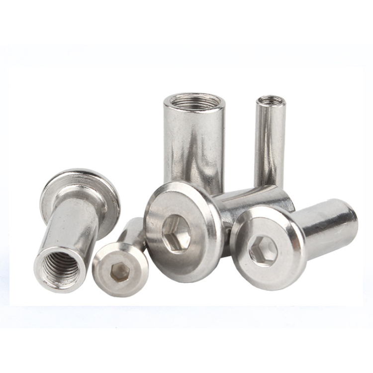 Stainless Steel Flat Head Hexagon Socket Sleeve Barrel Connector Nut Hex Socket Flat Head Sleeve Barrel Nut