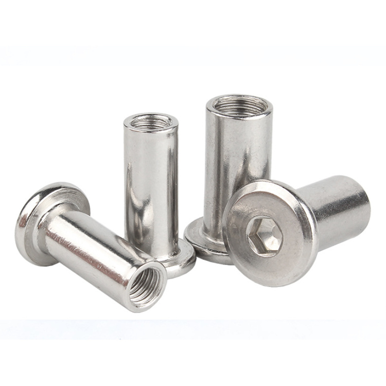 Stainless Steel Flat Head Hexagon Socket Sleeve Barrel Connector Nut Hex Socket Flat Head Sleeve Barrel Nut