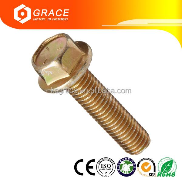 Zinc Yellow-Chromate Plated Grade 5 Steel Hex Flange Bolt