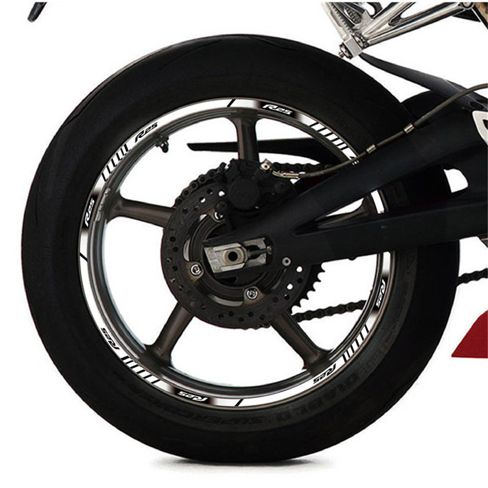 Motorcycle Front And Rear Rims Cover Outer Rim Stickers 20 Stripes Reflective Wheel Tire Decal For YAMAHA R25