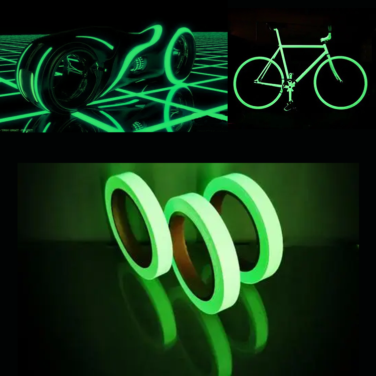 Manufactory Fluorescent Saftey Webbing Luminous film photoluminescent self adhesive vinyl Material Glow in the dark tape