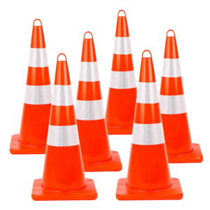 Custom rubber based road Barrier safety cone pink green 28 inch 28" traffic cone with reflective and Used for Traffic Road