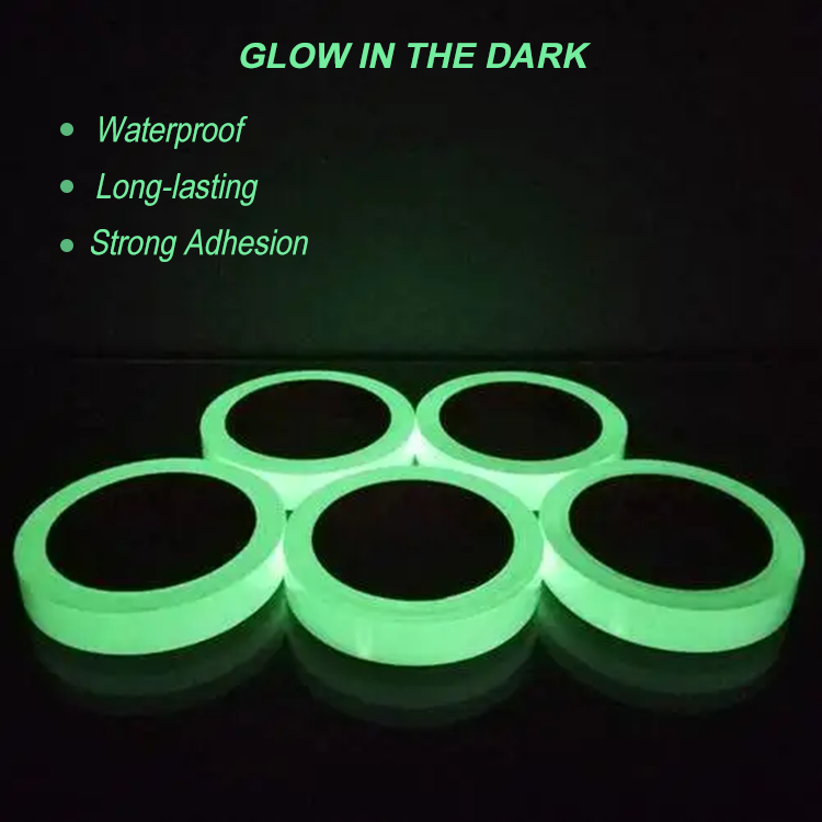 Manufactory Fluorescent Saftey Webbing Luminous film photoluminescent self adhesive vinyl Material Glow in the dark tape