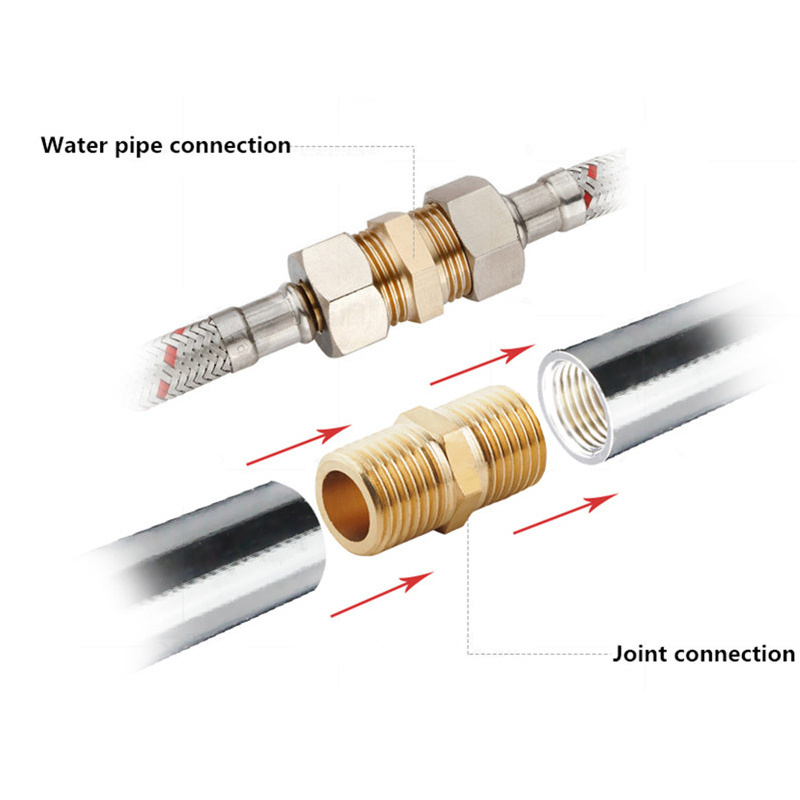 Brass Pipe Hex Nipple Fitting Quick Coupler Adapter 1/8 1/4 3/8 1/2 3/4 1 BSP Male to Male Thread Water Oil Gas Connector