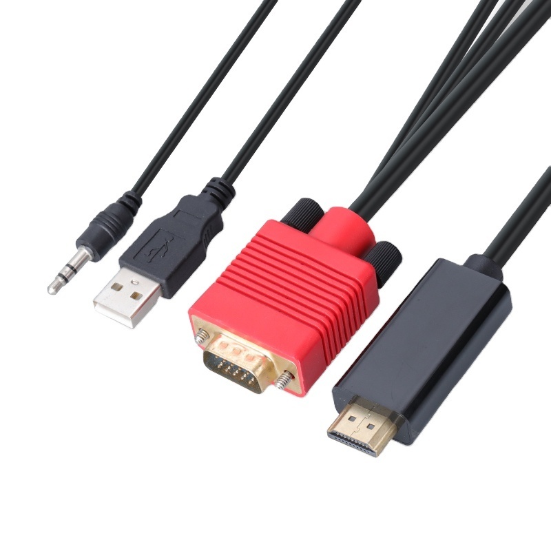 VGA to HDMI Adapter Audio Video usb Cable male to male Converter with USB Cable Audio Cable For Computer PC DVD HDTV