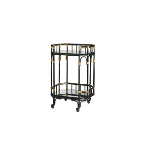 Metal Black Powder Coated Round Bar Cart