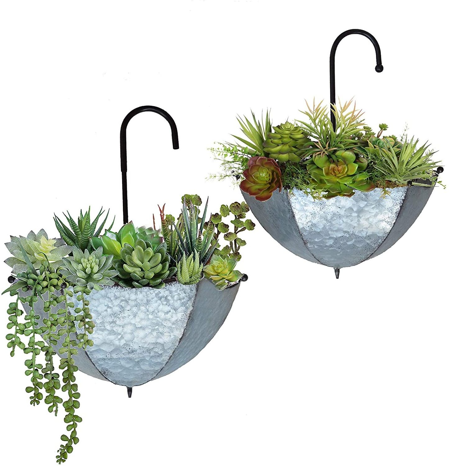 Galvanized Metal Umbrella Hanging Wall Planter Flower Holder Indoor or Outdoor Garden Succulent Wall Planter