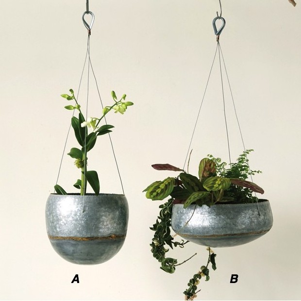 Galvanized Hanging Planter for Outdoor & Indoor Plants Galvanized Iron Pot Large Flower Hanger for Patio Window Garden Balcony