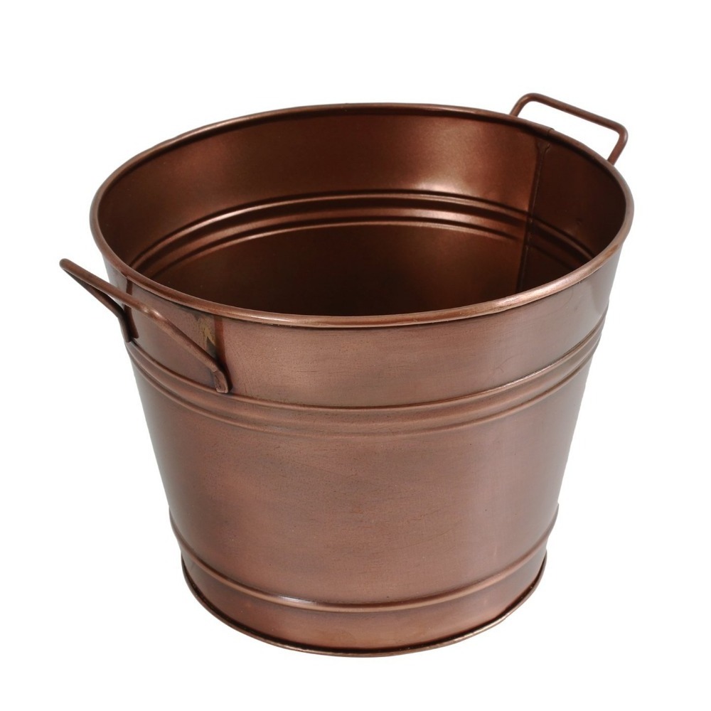 New Designs Round Copper Plated Galvanized planter with handles Copper Tub Round Hammered Copper Plated Galvanized Tub