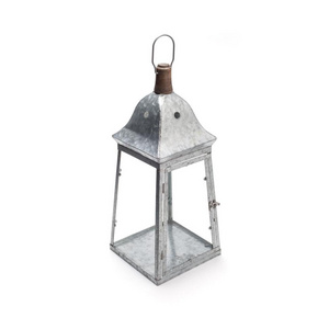 Metal Galvanized House Lantern Galvanized Metal Lantern Galvanized Farmhouse Lantern, Gray