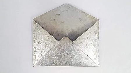 Galvanized Metal Hanging Envelope Shaped Mail Holder Wall File - Rustic Country Theme Functional Decoration for Home