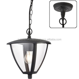 Black powder coated metal pendant light Pendant Light Lantern Outdoor Black Aluminium Bulb Vintage Retro Light