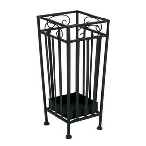 Square Design White Iron Umbrella Holder Stand With Drip Pan