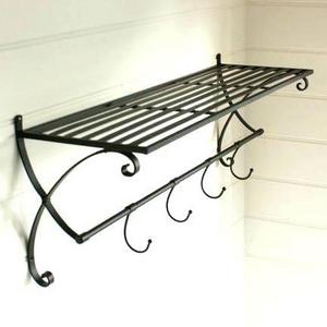 SMETA approved factory outdoor metal shelves Iron Wall Shelf Unit with Coat hooks Large