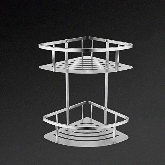 2 Tier Bathroom Caddy Shower Corner Shelf Triangular Shower Caddy Basket Bathroom Shelves Stainless Steel Double