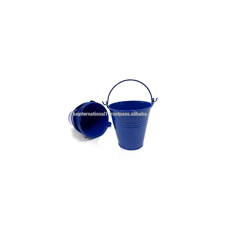 blue Steel Serving Buckets Mini Chip Royal Blue Metal Blue Ice Bucket with Tong Aluminum Ice Champagne Bucket