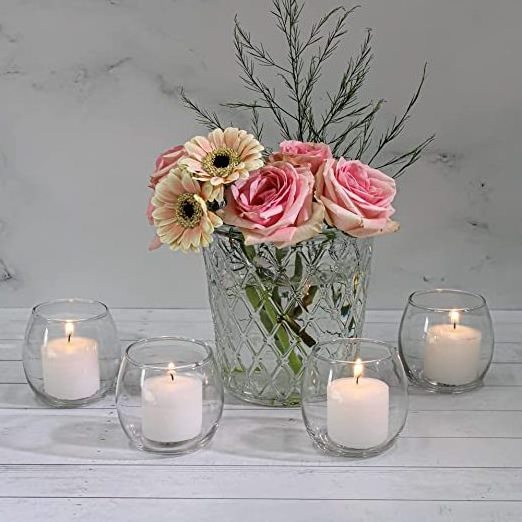 Glass Votive candle Holder Votive Glass Candle 8 Hours Burning Time Diwali Candle with Glass Holder