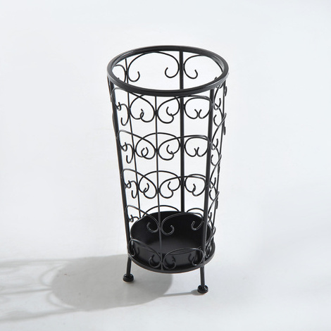 Metal Tall Umbrella Stand Holder-Large Black Iron Umbrella Rack for Home and Office Decor Round Metal Umbrella Basket